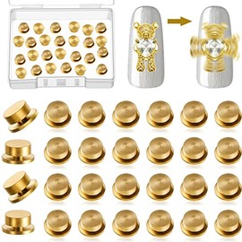 30 dijes giratorios de uñas para arte de uñas, abalorio giratorio con rodamiento giratorio, herramienta de arte de uñas, anillos de uñas giratorios, herramientas de uñas 3D para mujeres y niñas, manualidades, oro (30 piezas)