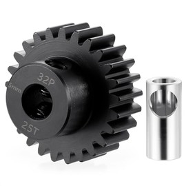 BRKRC Steel 32P 5mm Pinion Gear 25T 26T 28T 29T 30T 31T 32T 33T 34T 35T 36T 37T 38T Motor Gears for 1/10 1/8 RC Car Parts (25T)