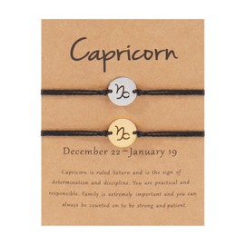 2pcs Zodiac Couple Bracelet for Women Girls Constellation Sign Bracelet for Men (Capricorn)