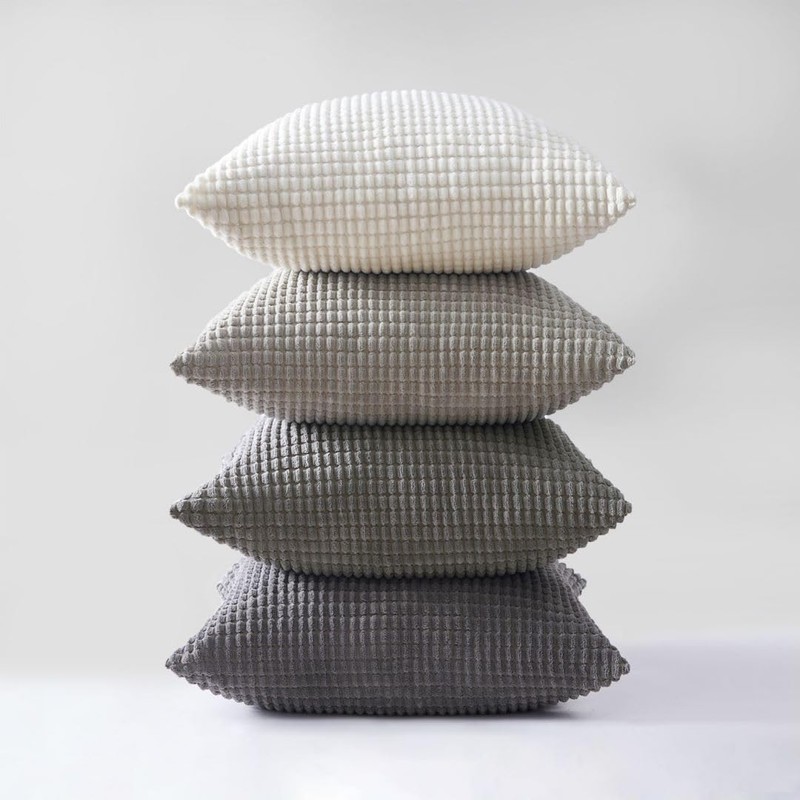 Topfinel 45 45 Gray 4 Pcs Set Corduroy Gradient Cushion