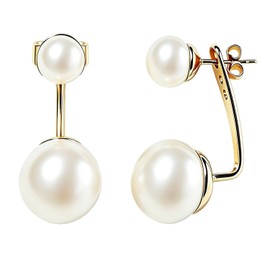 Pearl Earrings for Women Chunky Pearl Stud Earrings Front Back Jacket Stud for Women