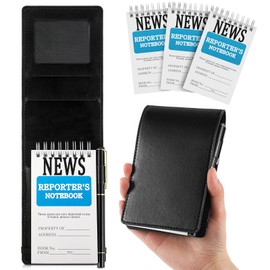 Resurhang 3 Pcs Reporters Notebook with PU Leather Cover Pen Journalists Notebook Steno Pads Top Spiral Lined Notepad Gifts for Graduation Reporter Journalists(Black,3" X 5")