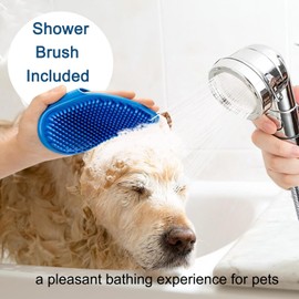 Pet Sprayer Pro Dog Shower Attachment for Bathroom Shower Arm, Indoor Dog Shower Sprayer Includes On/Off Handheld Shower Head, 79" Hose, 3-way Diverter, Dog Brush and Adhesive Holder