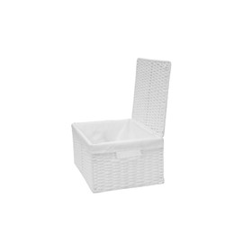 Arpan White Paper Rope Woven Storage Xmas Hamper Basket Box With White Cloth Lining (Small -W28xD20xH11cm)