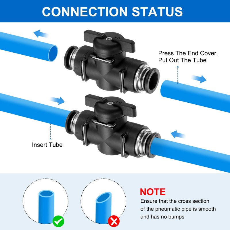 sourcing map 1/2" OD Ball Valve Push Quick Connect Pneumatic