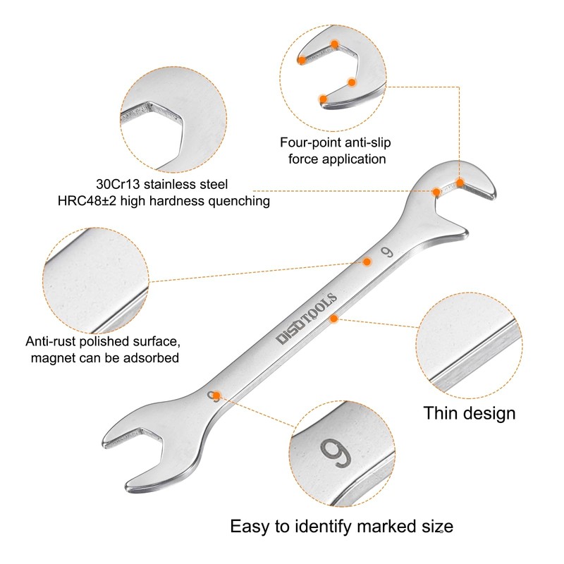 HARFINGTON Super-Thin Open End Wrench 9mm Metric Double Open-End Wrench