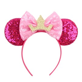 JOYFISCO Mouse Ears Headbands Shiny Bow Mouse Ears Headband Glitter Party Princess Decoration Cosplay Costume for Girls Women Halloween Birthday Party