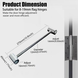 Hinge Gap Adjustment Wrench for Door, 8-19mm Double Heads Door Hinge Repair Tool, Heavy-Duty Steel Adjustable Spanner for Round Bolt Standard Gauge Doors, Easy-to-Use Hinge Fixing Wrench.