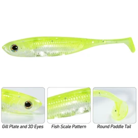 Dr.Fish Paddle Tail Swimbaits, Soft Lures for Bass Fishing, Soft Baits Swim Shad Bait Minnow Lures Drop Shot Fishing Lures 2-3/4 Inches Brown