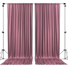 AK TRADING CO. 10 feet x 8 feet IFR Polyester Backdrop Drapes Curtains Panels with Rod Pockets - Wedding Ceremony Party Home Window Decorations - Dusty Rose