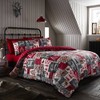 100% Brushed Cotton Christmas Patchwork Red Standard Reversible Extra Pair