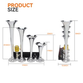 GAMPRO 4 Trumpets Air Horn with Electronic Valve 10FT PU Tube for Any 12V 24V Power Vehicle Trucks Car ATV SUV etc