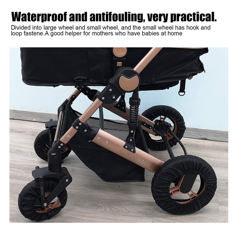 4Pcs/Set Stroller Wheel Protector Covers Black Wheelchair Tire Protector for