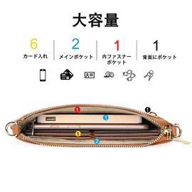 SENDEFN Women's Shoulder Bag, Genuine Leather, Cross-body Design, 2-Way Design, Large Capacity, Lightweight, Stylish Gift, Mini Bag, Braun