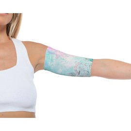 Linphelle Coverpicc - Upper Arm Cover for Picc Line, Soft Microfiber Arm Sleeve, Ideal for Picc Line, Glucose Sensor, Tattoo or Wounds, Sea Green Flower, Size Large