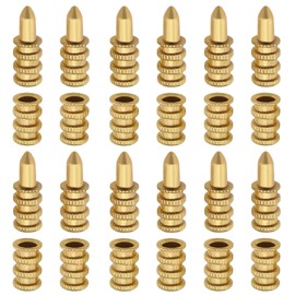eMagTech 20pcs Table Bolt Sleeve Connectors Precise Drilling Center Point Copper Set for Dining Table Latch Dowel Pins Wooden Furniture Cabinet Table Chair 8×28mm
