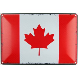 Ontrada Tin Sign 20 x 30 cm Domed Canada Flag of Canada Decorative Sign
