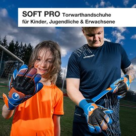 uhlsport Football Goalkeeper Gloves for Children and Adults, Soft Pro Football Gloves with Grip and High Cushioning