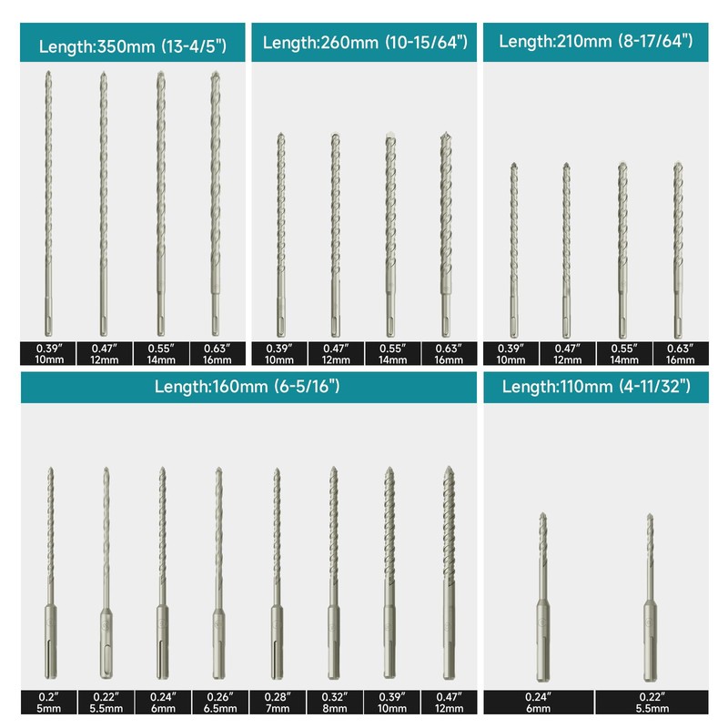 27Pcs SDS-Plus Drill Bits & Chisel Set - Rotary Hammer