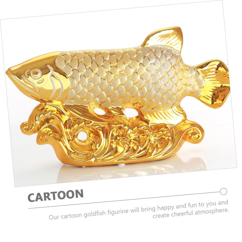 GRIRIW Decorative Goldfish Statue Ceramic Goldfish Ornament for Home Car