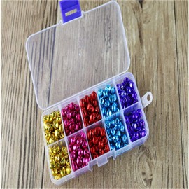 300 Pcs Colorful Small Jingle Bells with Storage Box, Small Mini Bells Metal Bells DIY Craft with Storage Box in 5 Colors for Christmas, Festival Party Decorations and Jewelry Making 5 Colors 8mm