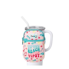 Swig Life Mega Mug Pouch, Water Bottle Bag with Adjustable Strap, Water Bottle Fanny Pack with Zippered Phone Pocket, Holds Travel Essentials, Bottles, Tumbler Accessories (Errbody Beach)