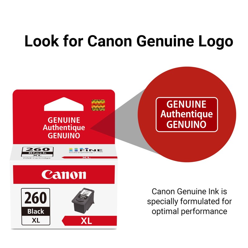 Canon PG-260 XL Genuine Black Ink Cartridge, Compatible with TS5320/6420/6420a,TR7020/7020a