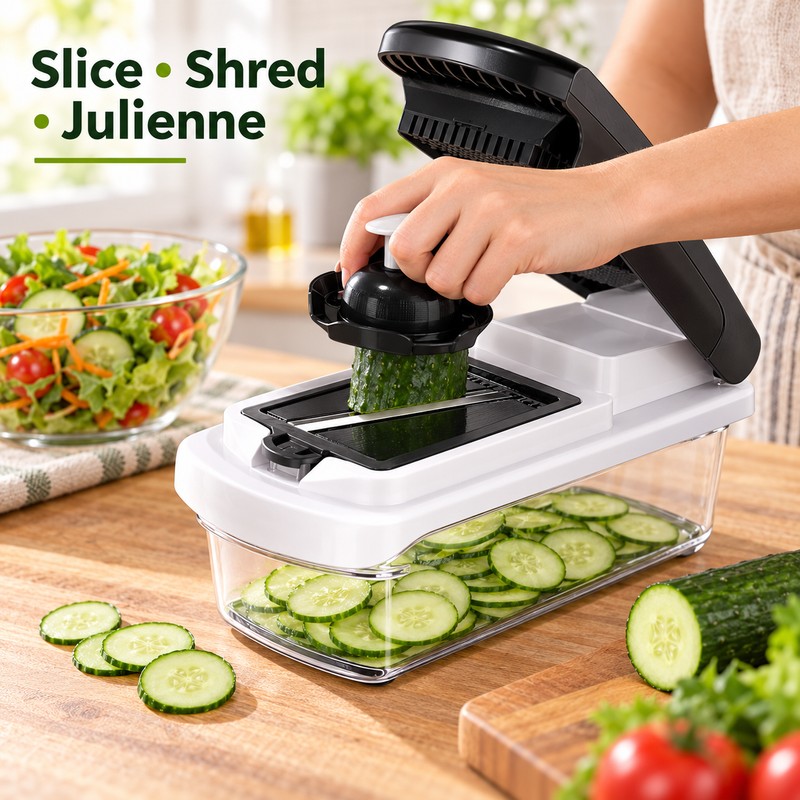 14/15-in-1 Multifunctional Vegetable Chopper with Container and Stainless Steel Blades