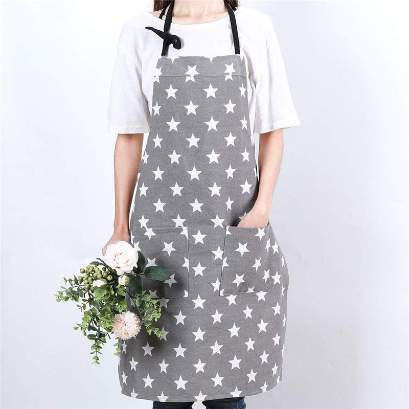Kitchen Apron for Women, Adjustable Cooking Apron with Two Large