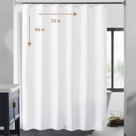 Felisa - Cortina de ducha de tela extra larga impermeable con 3 imanes grandes, 72 x 86 pulgadas, cortina de ducha de tela suave, lavable color blanco