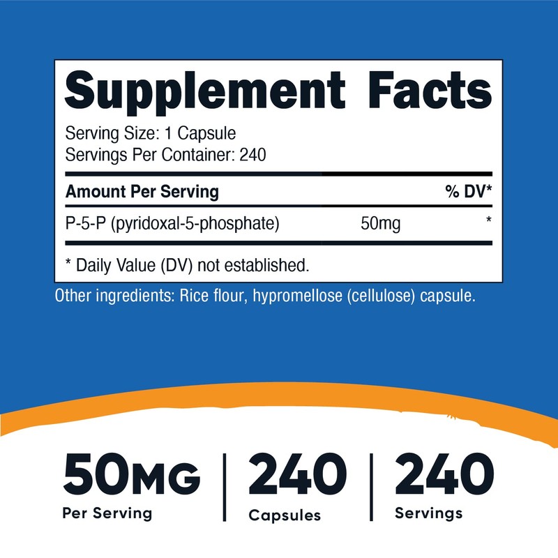 Nutricost P5P Vitamin B6 Supplement 50mg, 240 Capsules (Pyridoxal-5-Phosphate) -