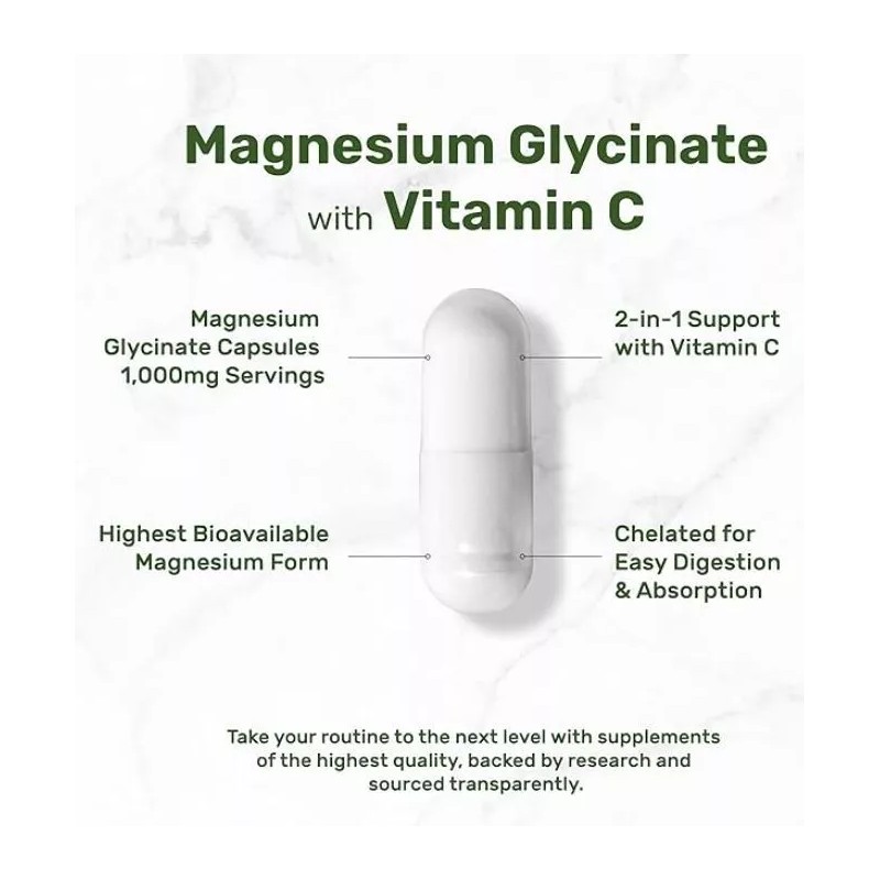 Deal Supplement Magnesium Glycinate 500mg / 1000mg Plus Vitamin C,
