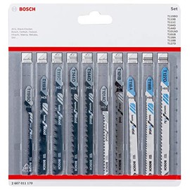 Bosch Professional 2607011170 10 piece jigsaw blade set (for wood and metal, accessories for jigsaw with T-shank holder), 0.5 cm*16.7 cm*15.7 cm