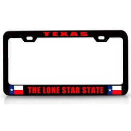 Customola Texas The Lone Star State Texas Flag Style Steel Metal License Plate Frame Bl # 72