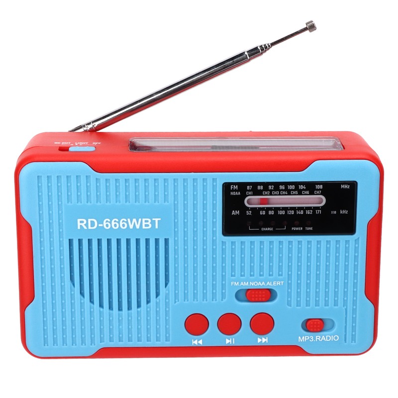 RD-666WBT Portable Solar Powered Emergency Hand Crank AM FM Radio