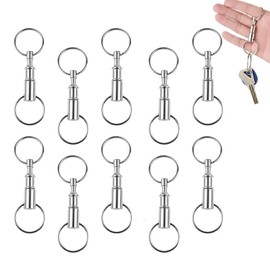 Yharnamite 10 Pcs Quick Release Keychains, Portable Detachable Dual Pull Apart Key Chain Quick Disconnect Key Ring, Double Split Ring Keychain Snap Holder for DIY Craft Home Car Key Accessory