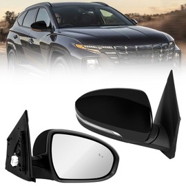 19-21 Right Passenger Side Mirror Compatible with Hyundai Tucson 2019 2020 2021, W/Blind Spot/Heated/Manual Folding/Power Glass/Turn Signal Door Mirror Replace ‎87610D3930，HY1320290 (8pins)