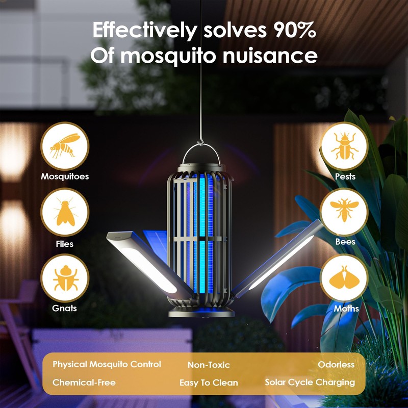 Bug Zapper 2 Pack, Solar Bug Zapper with 3 Solar