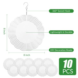 10 Pack 8 Inch Sublimation Wind Spinner Blanks Aluminum Metal Hanging Wind Spinners Sublimation Blanks for Yard Garden Wind Spinner Outdoor Decoration