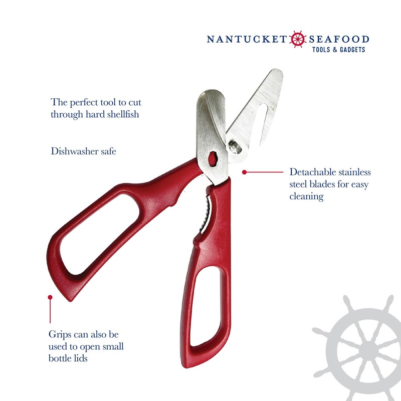 Nantucket Seafood Shears, Stainless Steel Crab and Lobster Scissors With
