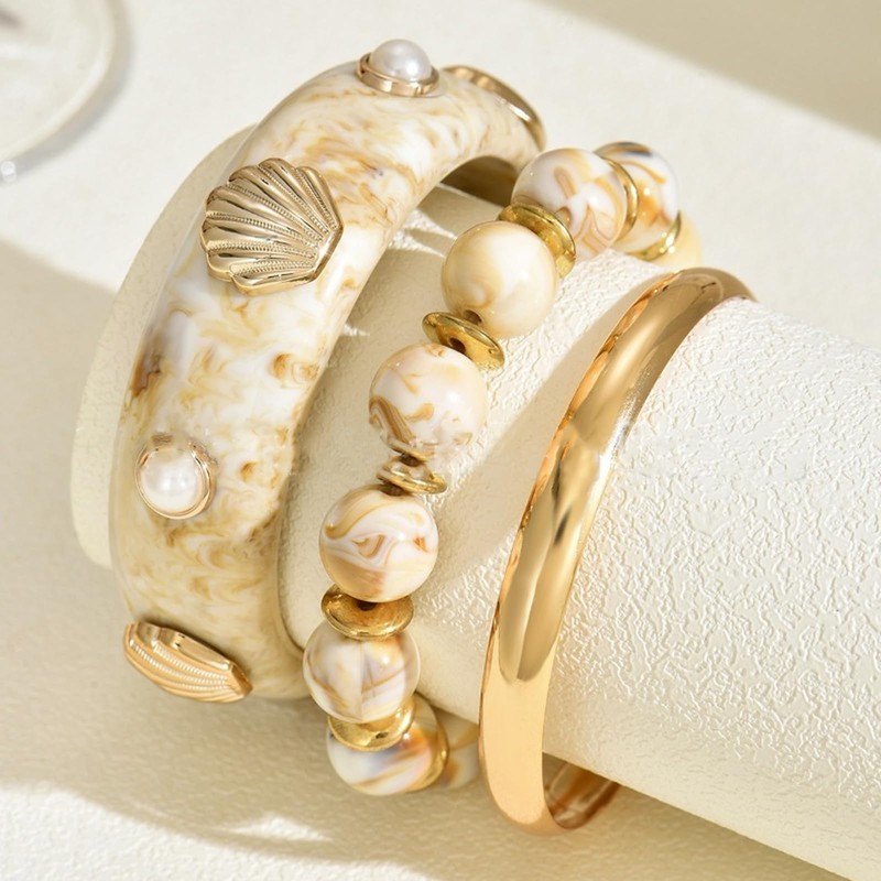 Shell Beach Bracelets for Women Gold Bracelet Stack Gold Bangles
