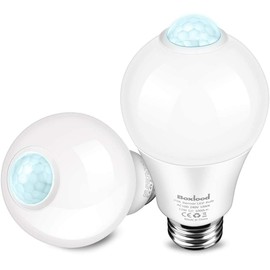 Boxlood E27 LED Lamp with Motion Sensor and Twilight Sensor, PIR Sensor, 12 W, 1000 LM, Warm White, Automatic On/Off, Safety Lighting for Porch, Garage, Stairs