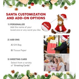 DolliBu Santa Giraffe Stuffed Animal Plush Toy - Eco-Friendly Wild Animal Dress Up with Red Santa Claus Outfit, Perfect Holiday with Name Personalization - 10 Inches
