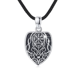 Wolf Necklace 925 Sterling Silver Viking Wolf Pendant Necklace Retro Viking Necklace Wolf Jewelry Gift for Women Men