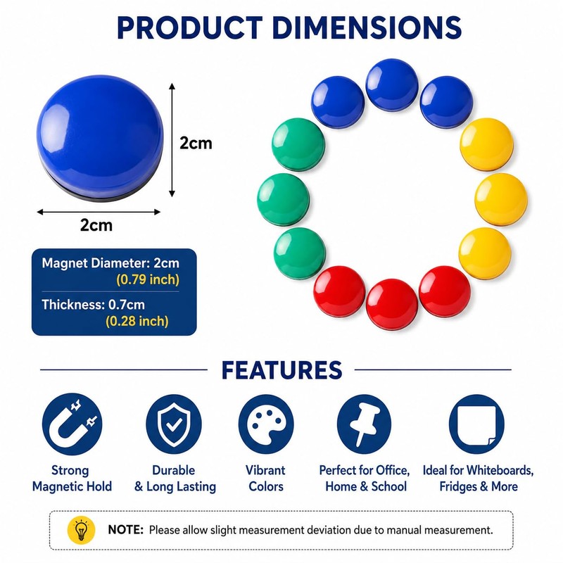 Fridge Magnets Strong Magnetic Buttons for Refrigerator 12Pcs