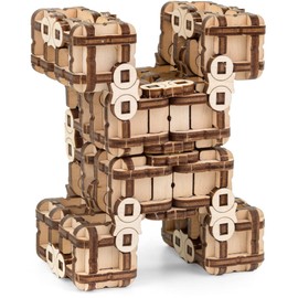 EWA Eco-Wood-Art Metamorphic Snake Metamorphic Snake DIY Kit, Self-Assembly, No Glue Required, 256 Pieces, The Mechanical Flexible Anti-Stress Fidget Toy Made of Natural Materials