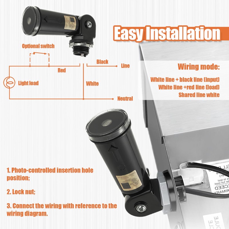 JAMHER 5 Pack 120-277V AC Photocell Light Sensor Light Control