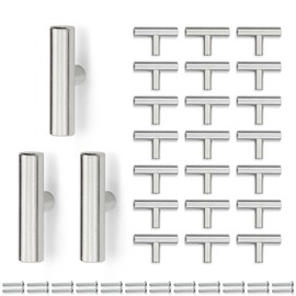 Bwintech 24 Pcs 50 mm Brushed Nickel Cabinet Pull Handles Kitchen T Bar Handles, Stainless Steel, Ideal for Cupboard, Drawer, Cupboard