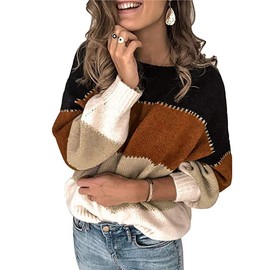 Necooer Womens Sweaters Pullover Casual Long Sleeve Winter Sweatshirt Loose Knitted Jumper Tops (Medium, A-Black, m)