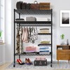 JS HOME Heavy Duty Garment Rack, Free-Standing Rolling Clothes Rack